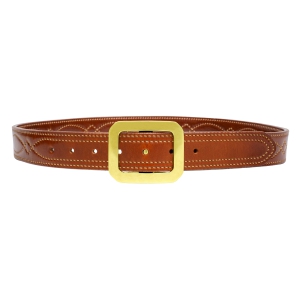 SB34 CENTER POST FLAT BACK BUCKLE FANCY STITCH HOLSTER BELT 1 1/2"